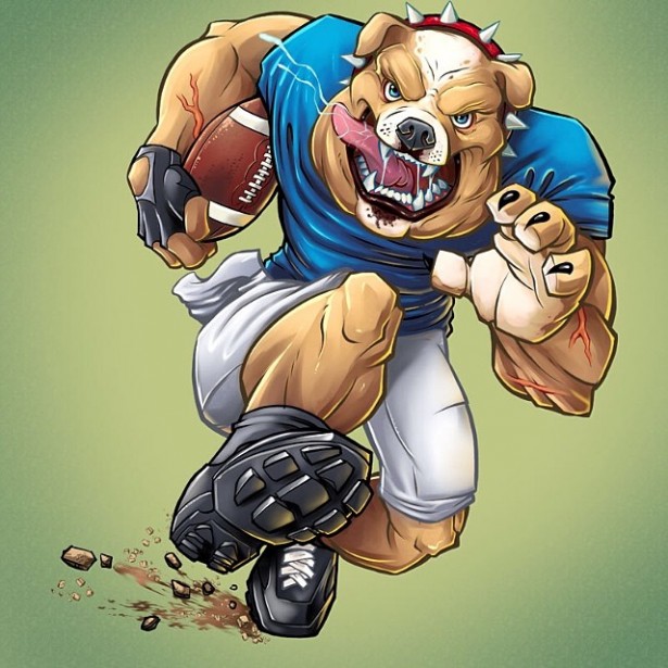 I did this mascot illustration of a bulldog football player for Great