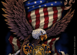 Patriotic eagle silk-screen t-shirt design.