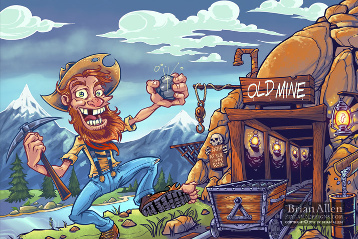 Miner Character for Game Packaging - Flyland Designs, Freelance