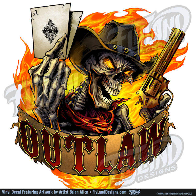 Outlaw Skeleton Vinyl Decal Flyland Designs Freelance Illustration