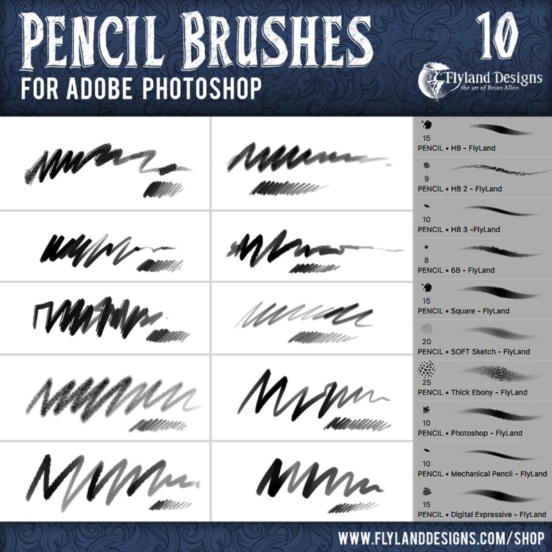 Custom Adobe Photoshop Brushes by Freelance Artist Brian Allen