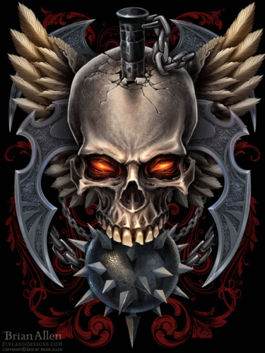 Skull, Wings, and Mace T-Shirt - Flyland Designs, Freelance ...